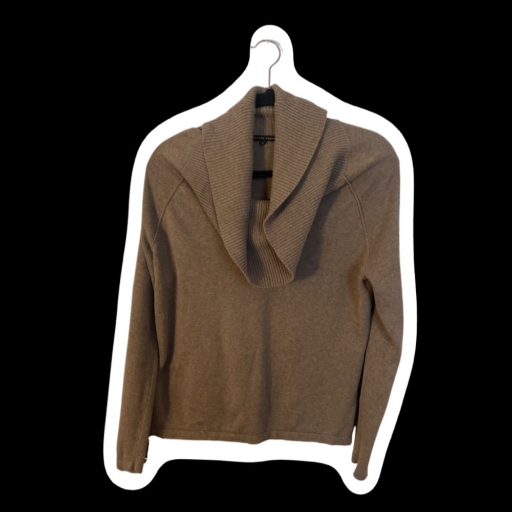 JEANNE PIERRE BEIGE COWL NECK SWEATER IN S (LOOSE/RELAXED FIT W/ STRETCH!)